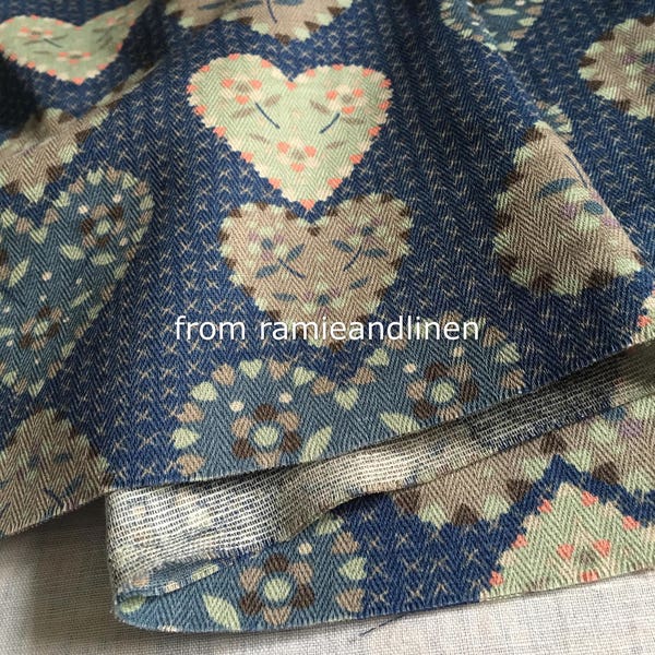 Japanese cotton fabric,  floral hearts print cotton double-gauze  fabric, half yard by 56" wide