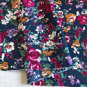 Tela de algodón japonesa, tela fina de algodón con estampado floral campestre de estilo vintage, media yarda por 57&quot; de ancho