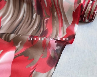 silk fabric, abstract print silk chiffon fabric, half yard by 44" wide