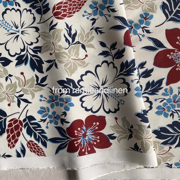 Rayon fabric, hawaii floral print, unique colors, soft and drape well, half yard by 44" wide