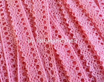 pink Cotton Crochet Lace trim, 1cm wide 3 yards