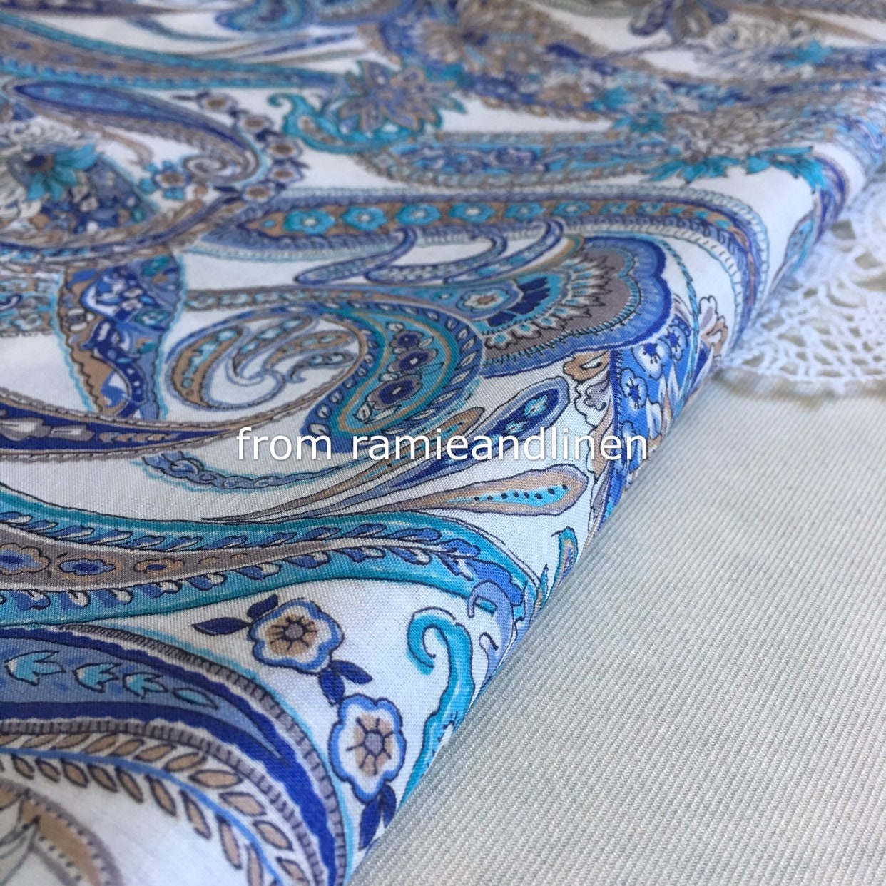 Imported Italian Fabric Paisley Floral Print Fine Cotton Etsy