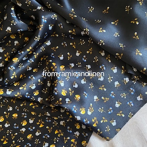 silk fabric, digital print, border print, silk crepe satin, mini-floral print Silk Charmeuse Fabric, half yard by 54&quot; wide