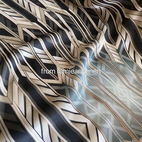 Striped Printed Silk Georgette - Black / White - Fabric by the Yard