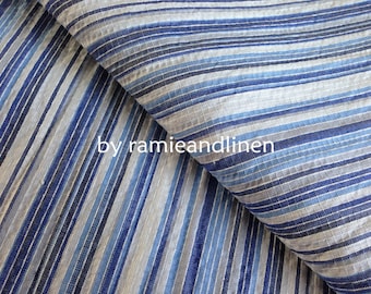 ICE, Japanese cotton fabric, blue stripes and weaved checks cotton fabric, half yard by 44" wide