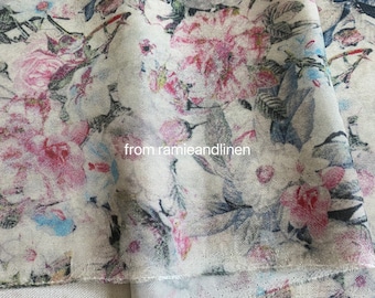 Lyocell fabric, color pencil style floral print, jacquard lyocell fabric, half yard by 59" wide