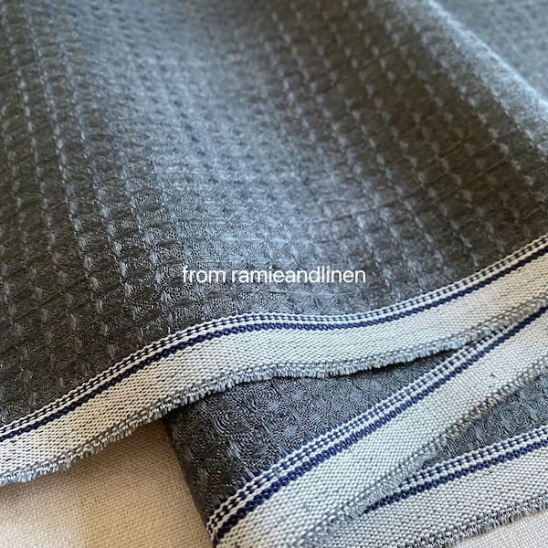 Italy imported linen fabric, HALF YARD by 60" wide, checks weaved, linen waffle fabric