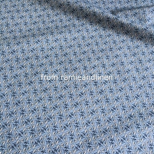 japanese fabric, mini floral print on Pigeon blue fine cotton fabric, half yard by 48&quot; wide