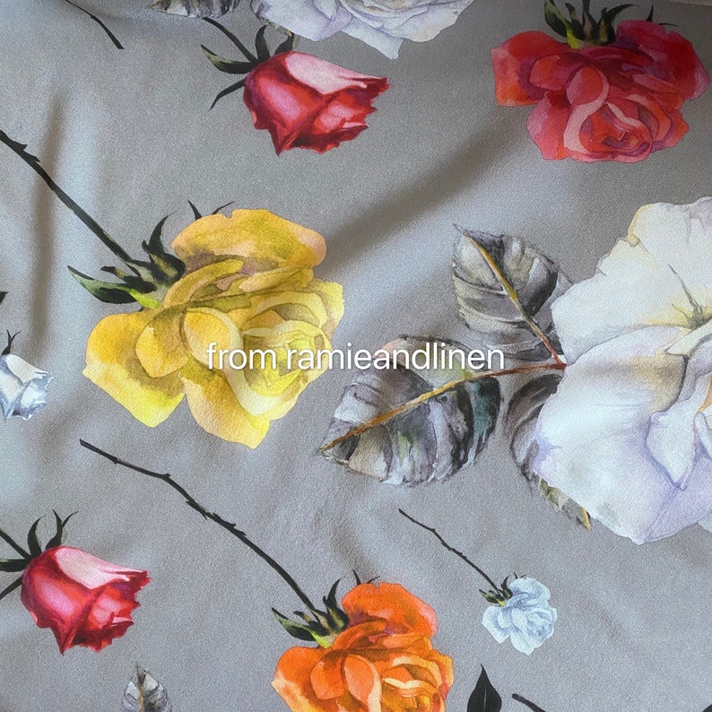 oversize roses of various colors print digital print half yard by 54 wide silk georgette fabric silk fabric