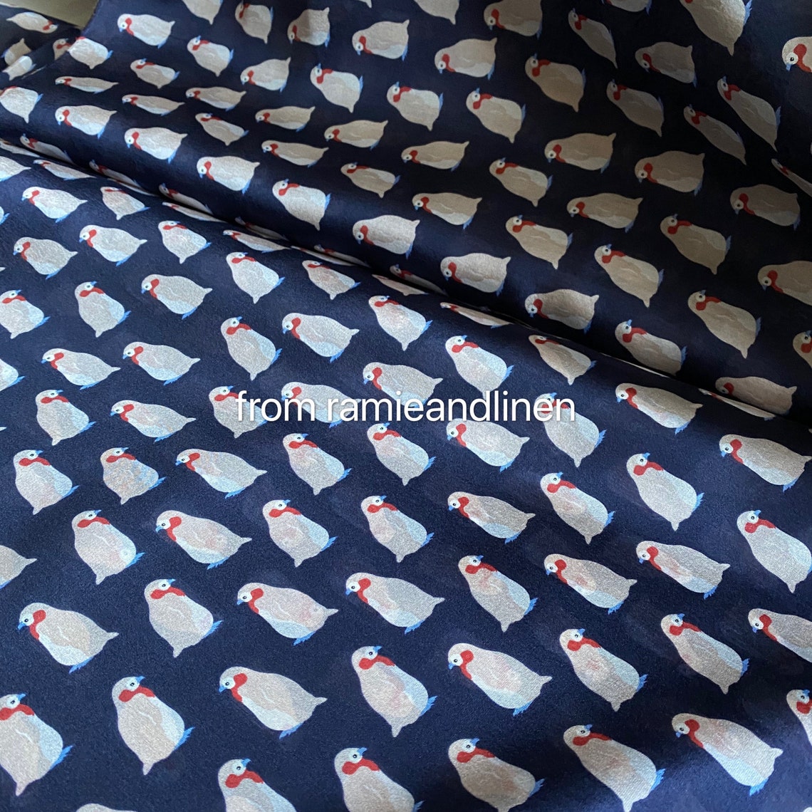 Silk Fabric Silk Chiffon Penguins Print Fabric Half Yard by - Etsy