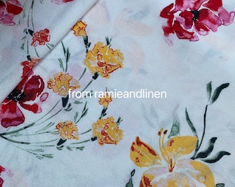 Lyocell fabric, water color floral print lyocell fabric, half yard by 55" wide