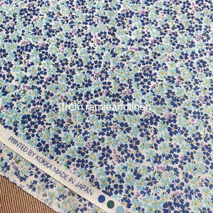 kokka Japanese mini floral print cotton fabric, blue, made in Japan, half yard by 43 wide image 4