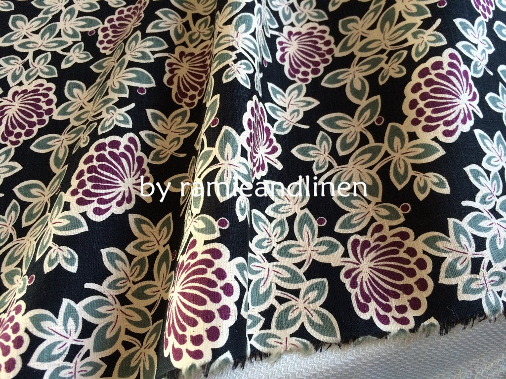 Japanese Cotton Fabric Floral Print Slub Texture Cotton - Etsy