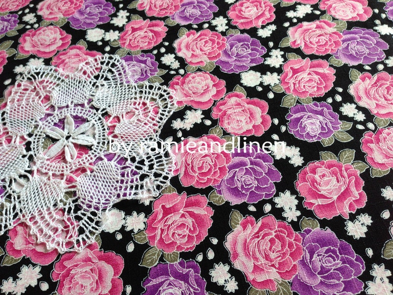 Japanese cotton fabric, floral print slub texture cotton fabric, fat quarter, 18 by 22 image 8