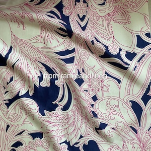 silk fabric, line drawing floral print silk cotton blend fabric, dress fabric, half yard by 54&quot; wide