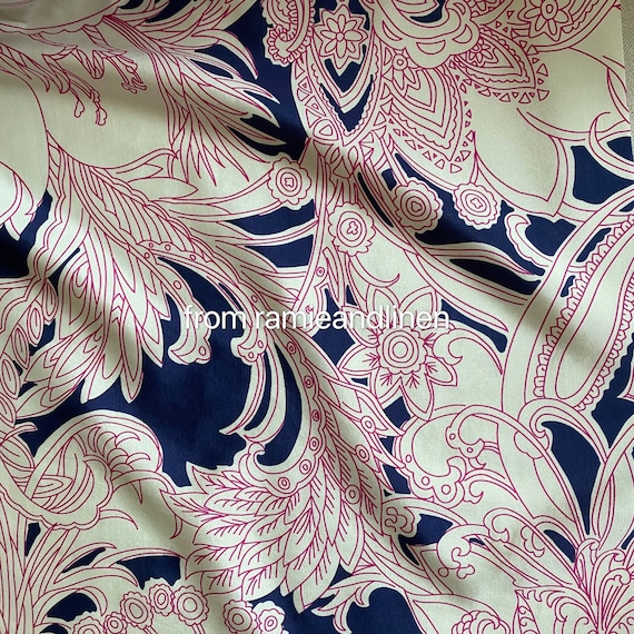 Silk Fabric, Line Drawing Floral Print Silk Cotton Blend Fabric, Dress  Fabric, Half Yard by 54" Wide - Etsy