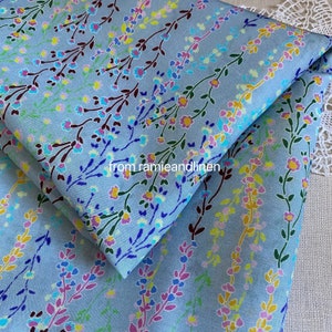 Silk fabric, colorful little spring branches print, silk cotton blend fabric, soft and smooth, half yard by 53" wide image 8