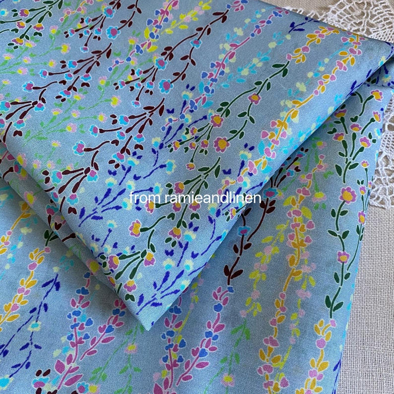 Silk fabric, colorful little spring branches print, silk cotton blend fabric, soft and smooth, half yard by 53" wide image 8