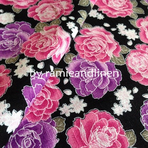 Japanese cotton fabric, floral print slub texture cotton fabric, fat quarter, 18 by 22 image 6