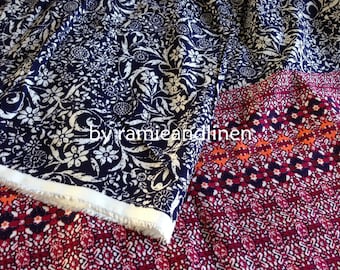 rayon fabric, floral border print rayon fabric, half yard by 54" wide