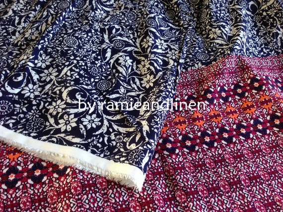 rayon fabric, floral border print rayon fabric, half yard by 54" wide