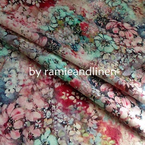 Digital Printing Silk fabric, 100% silk crepe satin fabric, floral print Silk Charmeuse Fabric, half yard by 44&quot; wide