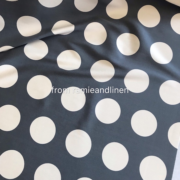 Silk fabric, big polka dots print silk cotton blend elastic silk fabric, half yard by 49" wide