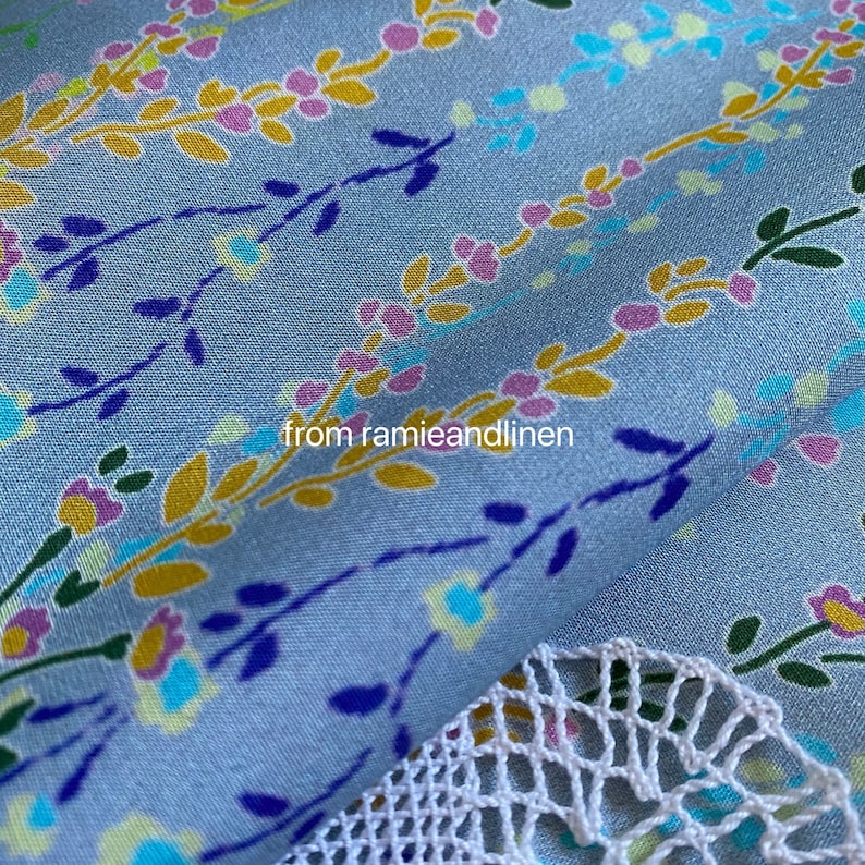 Silk fabric, colorful little spring branches print, silk cotton blend fabric, soft and smooth, half yard by 53" wide image 7