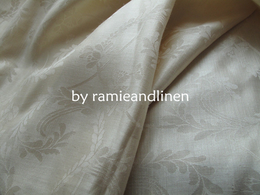 Silk Fabric, Silk Linen Blend Floral Brocade Fabric, Half Yard by 45 Wide 