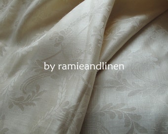 silk fabric, silk linen blend floral brocade fabric, half yard by 45" wide