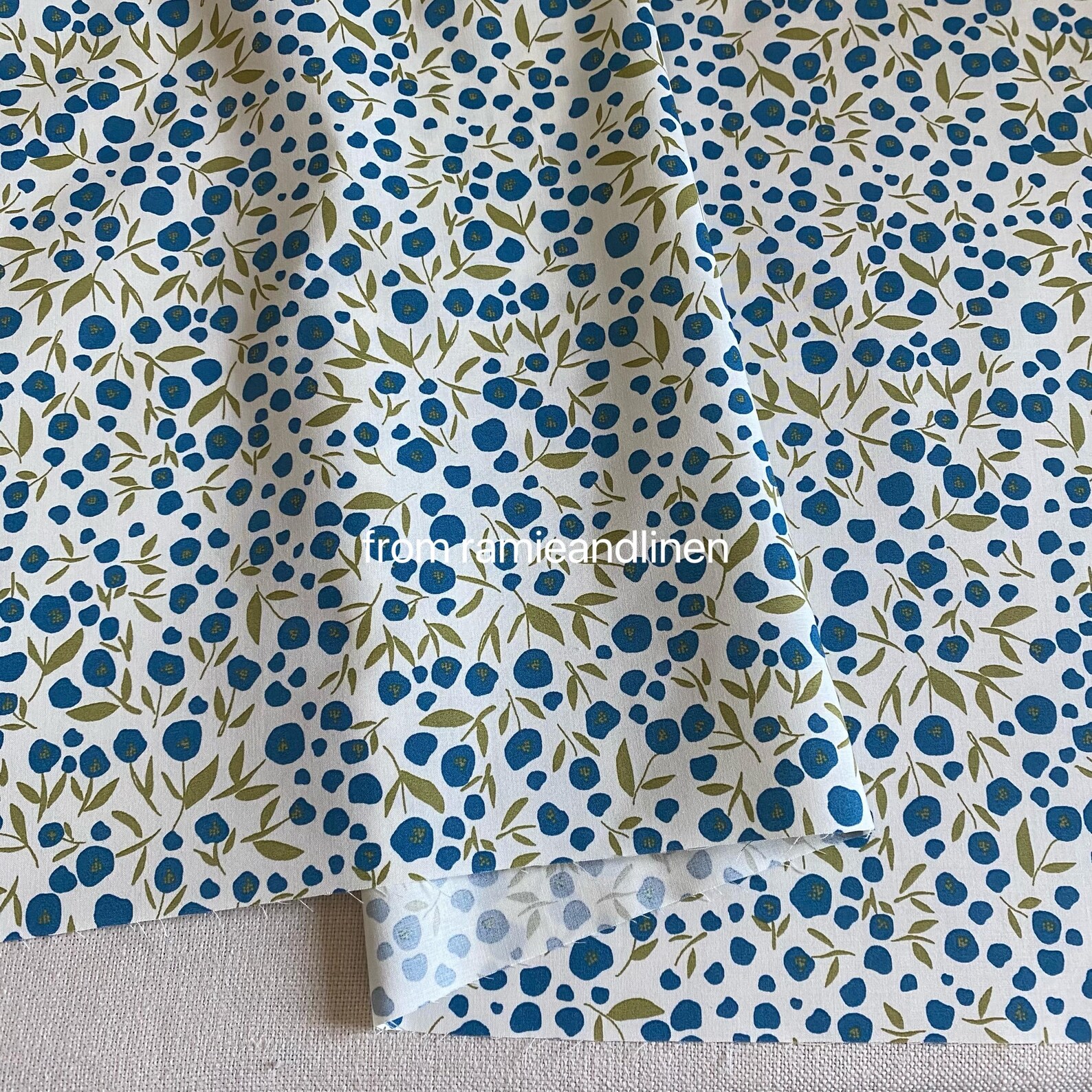 Japanese Cotton Fabric, HALF YARD by 57" Wide, Green Leaves and Little ...