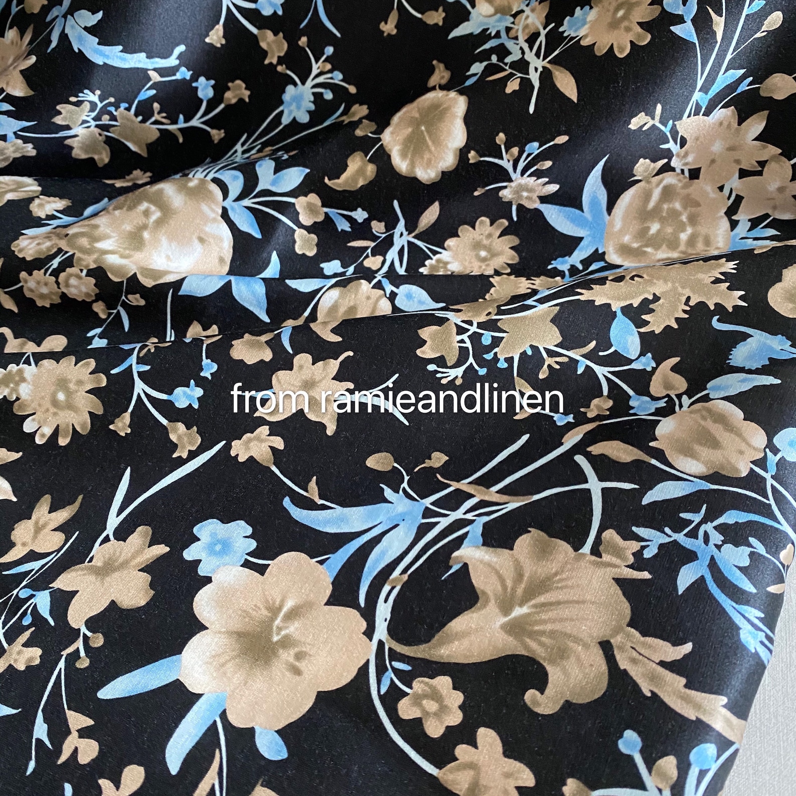 Silk Fabric Flower Print Silk Cotton Blend Charmeuse Fabric Etsy