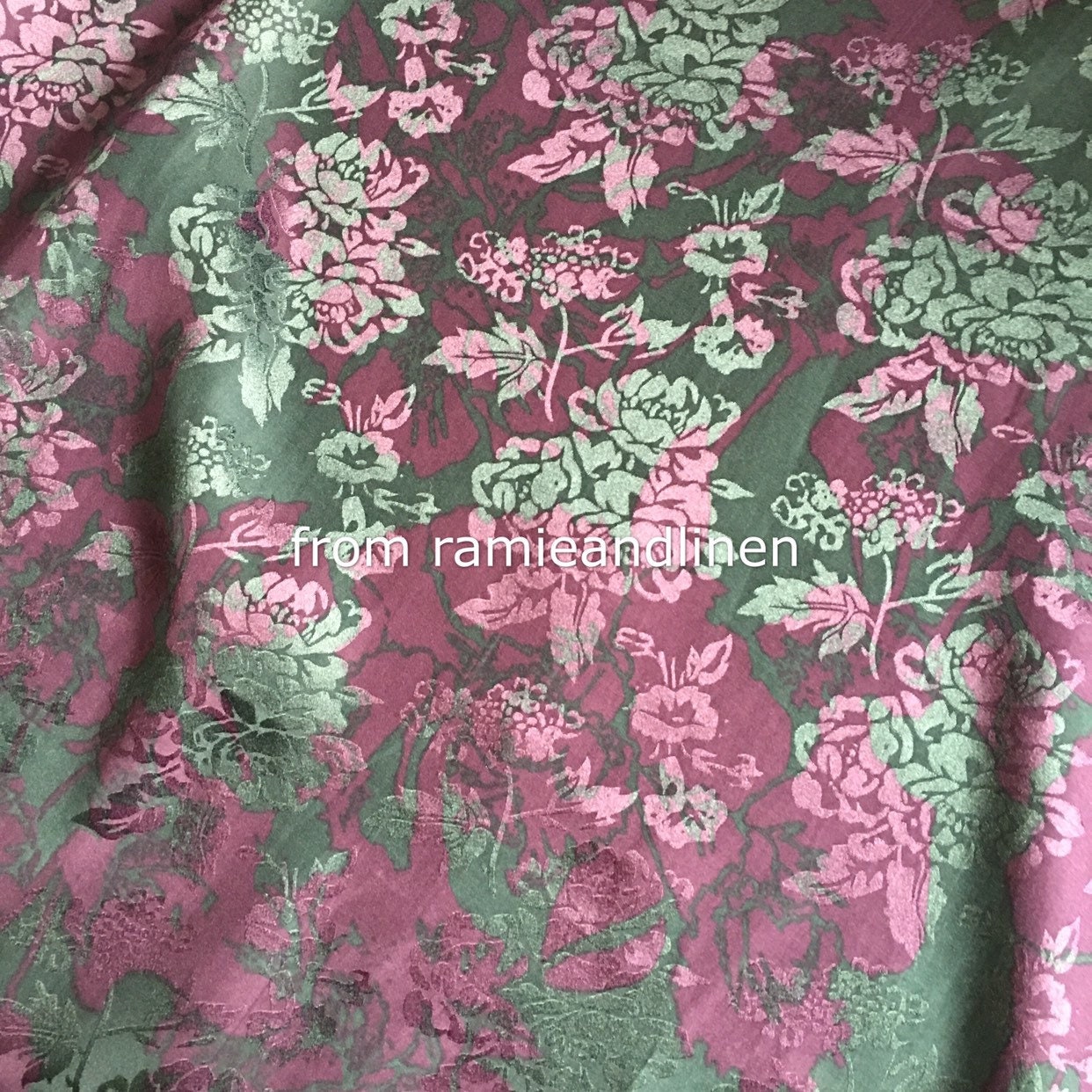 Silk fabric floral print and jacquard silk cotton blend Etsy