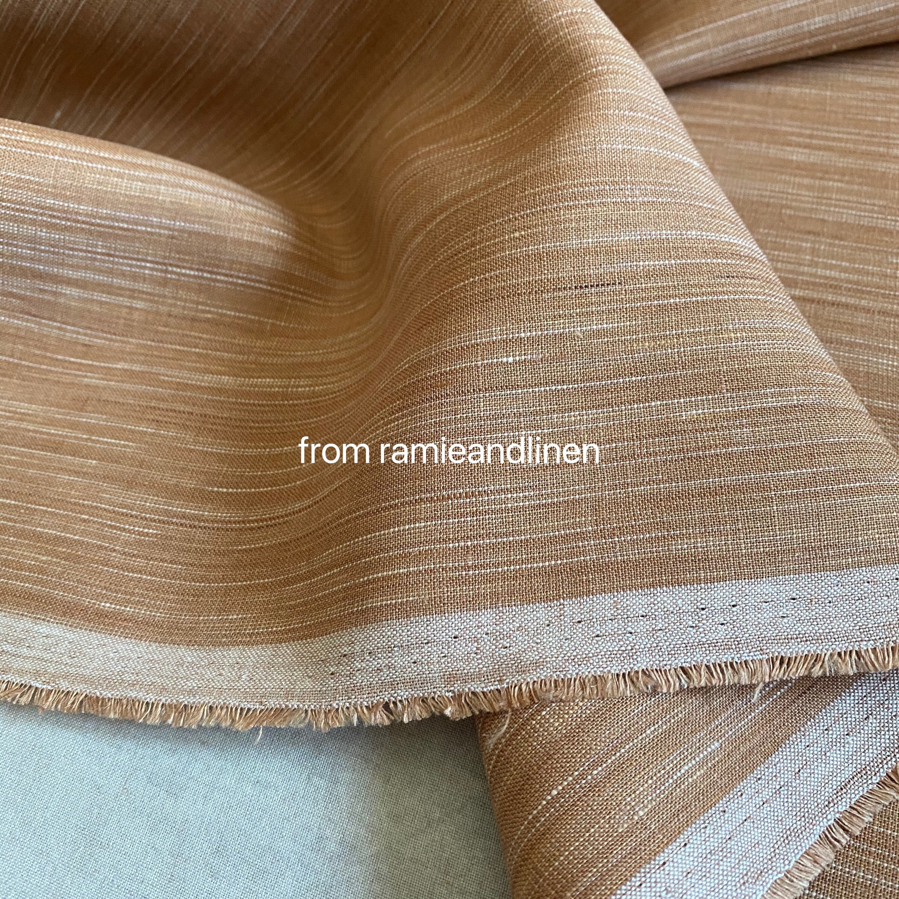 Mina Linen Stripe Fabric, Sandstone