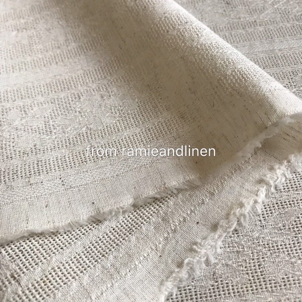 Tissu en coton japonais, tissu en coton jacquard à rayures florales, couleur naturelle, 25 po. sur 42 po. de large, dernière pièce