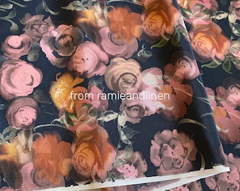 Silk fabric, vintage style floral print crepe de chine silk fabric, pure silk fabric, dress fabric, half yard by 44" wide