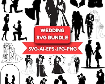 Pacchetto di clipart SVG per coppie di sposi (download digitale)
