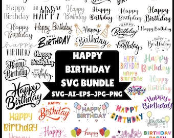 Paquete SVG de feliz cumpleaños, archivos de corte Cricut