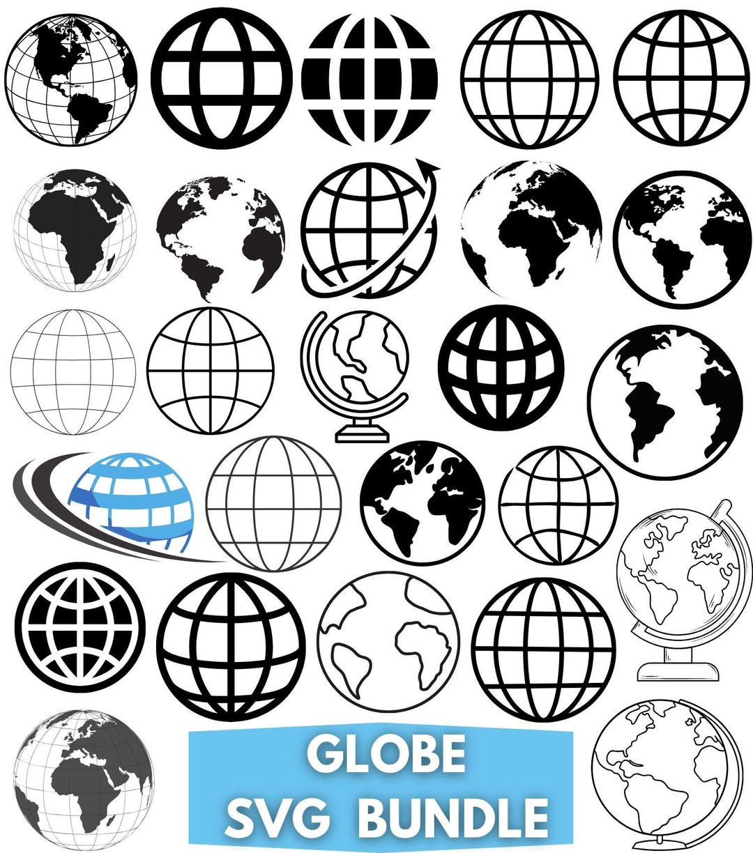 World Globe SVG Bundle: Earth Map Clipart (digital Download) - Etsy
