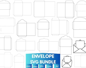 Envelope Template SVG Bundle, Printable PDF PNG Files (Digital Download)