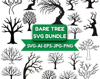 Bundle SVG arbre nu, clipart arbres d'automne (téléchargement numérique)