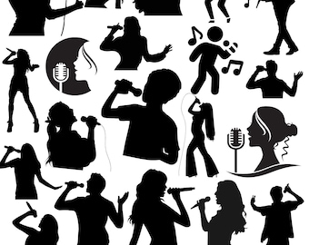 Singing People Silhouette SVG Bundle: Music Design (Digital Download