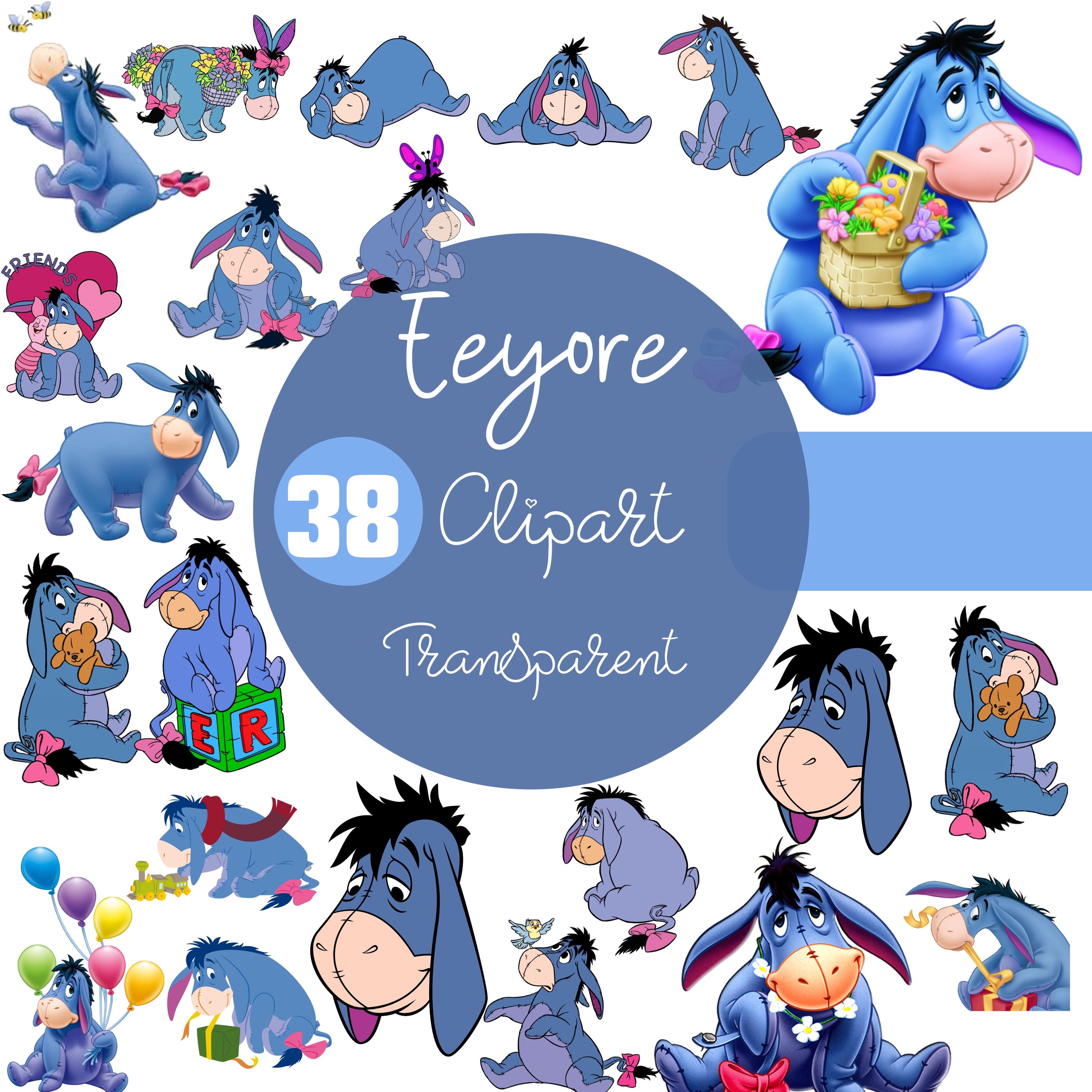 Vintage Eeyore Clipart Bundle, Winnie the Pooh Friends (digital
