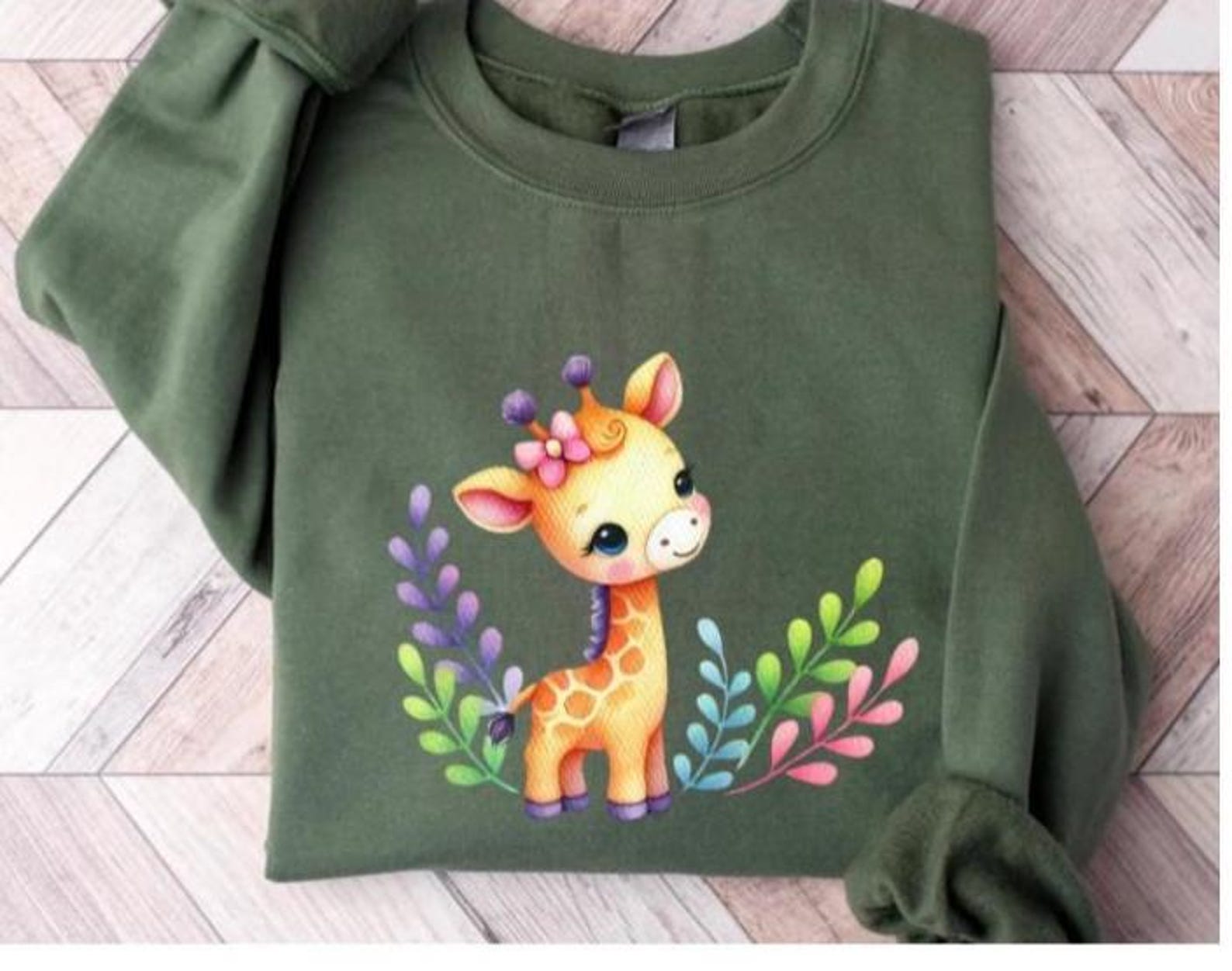 Spring Giraffe Watercolor Spring Giraffe PNG Bundle: 30 Floral Giraffes Designs, 300 ...