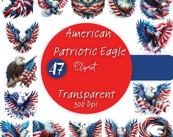 Aquila patriottica ad acquerello PNG, clipart di aquila calva con bandiera americana, design per sublimazione del 4 luglio, aquila della libertà USA, opera d'arte rossa, bianca e blu
