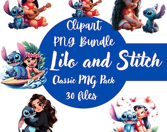 Lilo and Stitch PNG Bundle: Kawaii Cartoon Clipart (Digital Download)