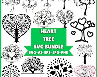 Heart Tree SVG,High Quality Heart Tree SVG Bundle, Doodle Heart SVG Bundle,Hand-drawn Heart Tree svg,Instant Download.