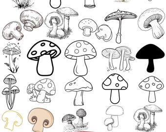 Mystical Mushroom SVG Bundle: Floral Clipart, Cut Files (Digital Download)