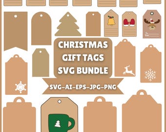 Lot d'étiquettes pour cadeaux de Noël SVG (téléchargement numérique)