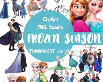 Frozen Clipart Bundle , Elsa , Anna, Olaf - PNG (Digital Download )